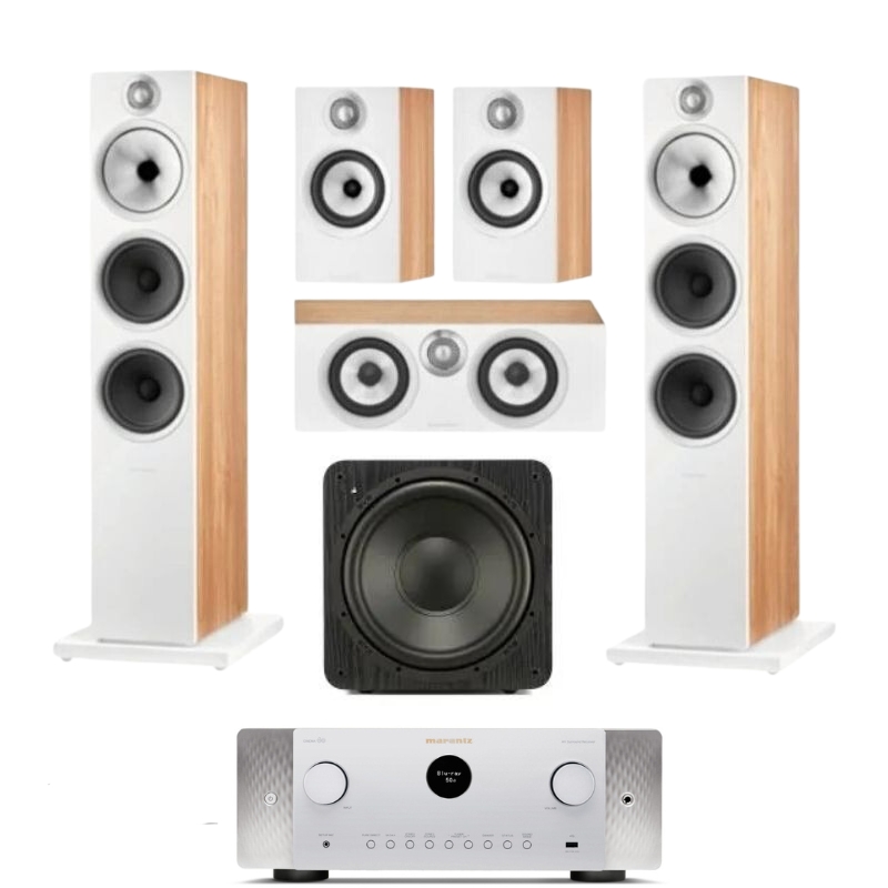 Bowers and Wilkins 603 S2 5.1 Home Theatre System (White Oak) With Marantz Cinema 60 AV Receiver