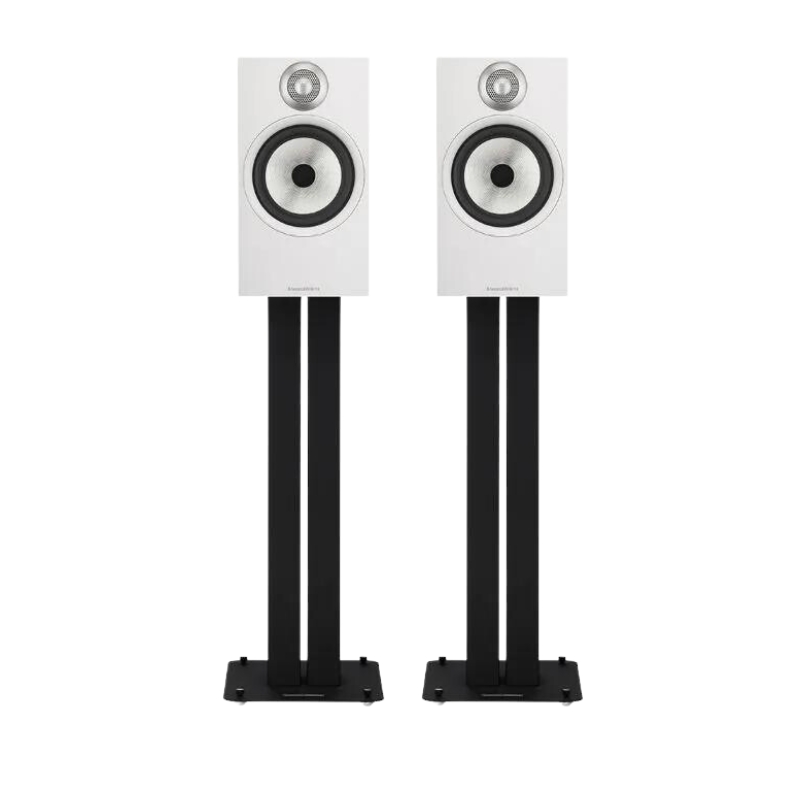 Bowers and Wilkins 606 S2 Bookshelf Speaker Pair (White) With STAV24 Stands