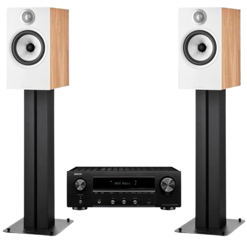 Bowers and Wilkins 606 S2 (Oak) With STAV24 S2 Stands And Denon DRA-800H