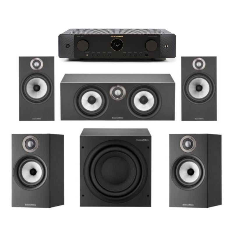 Bowers and Wilkins 606 5.1 Home Cinema System (Black) With Marantz Cinema 70 Amplifier
