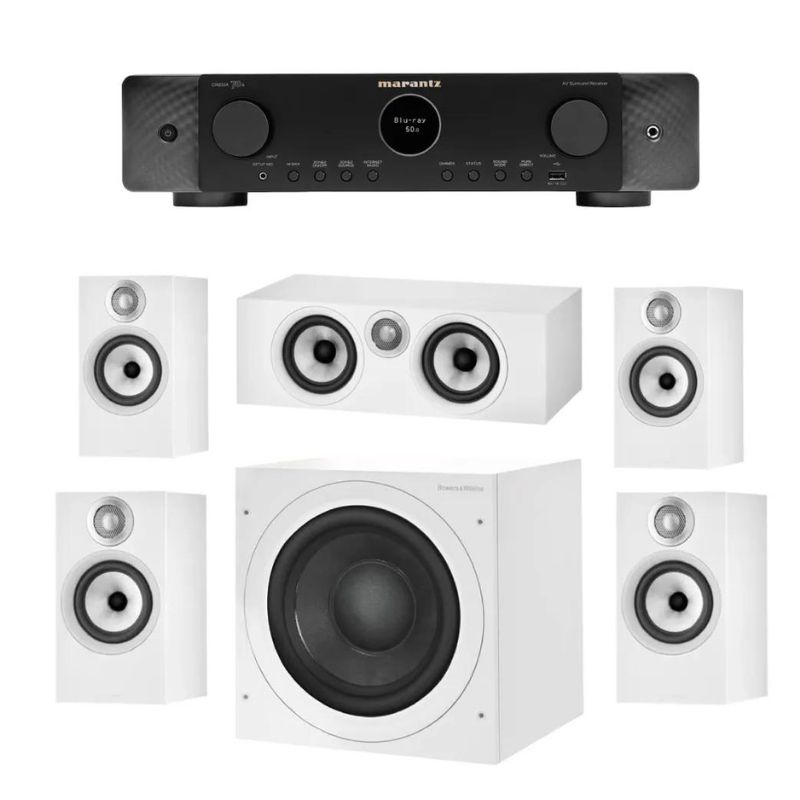 Bowers and Wilkins 606 5.1 Home Cinema System (White) With Marantz Cinema 70 Amplifier