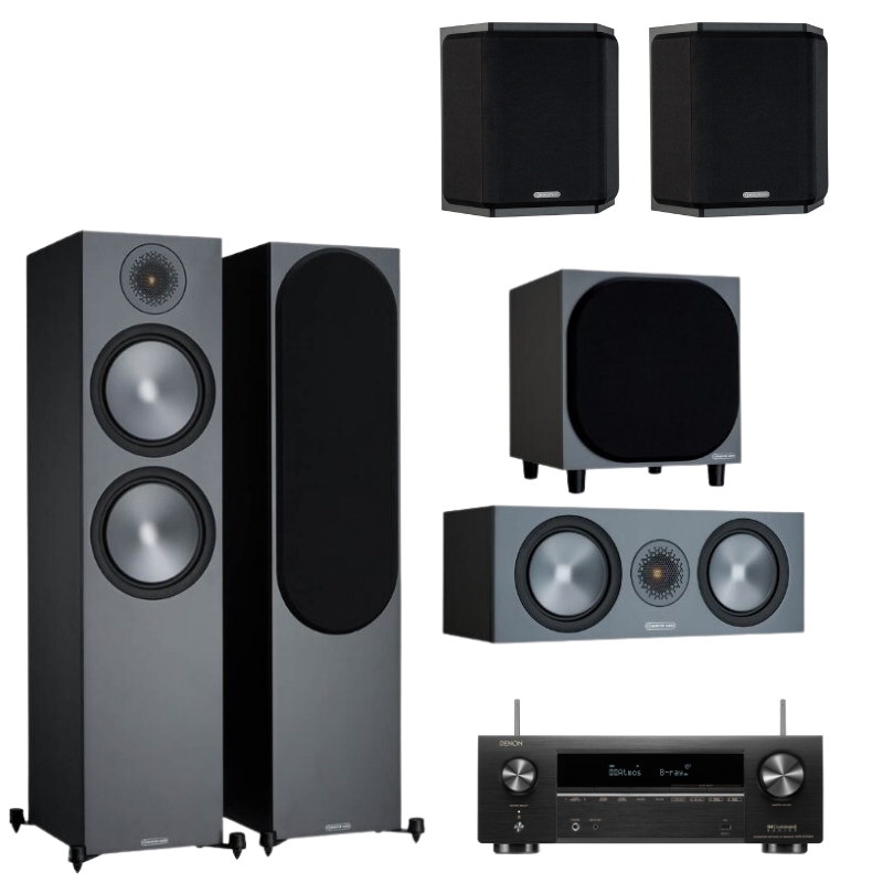 Monitor Audio Bronze 500 5.1 Home Cinema System (Black) With Denon AVR-X1700H AV Receiver