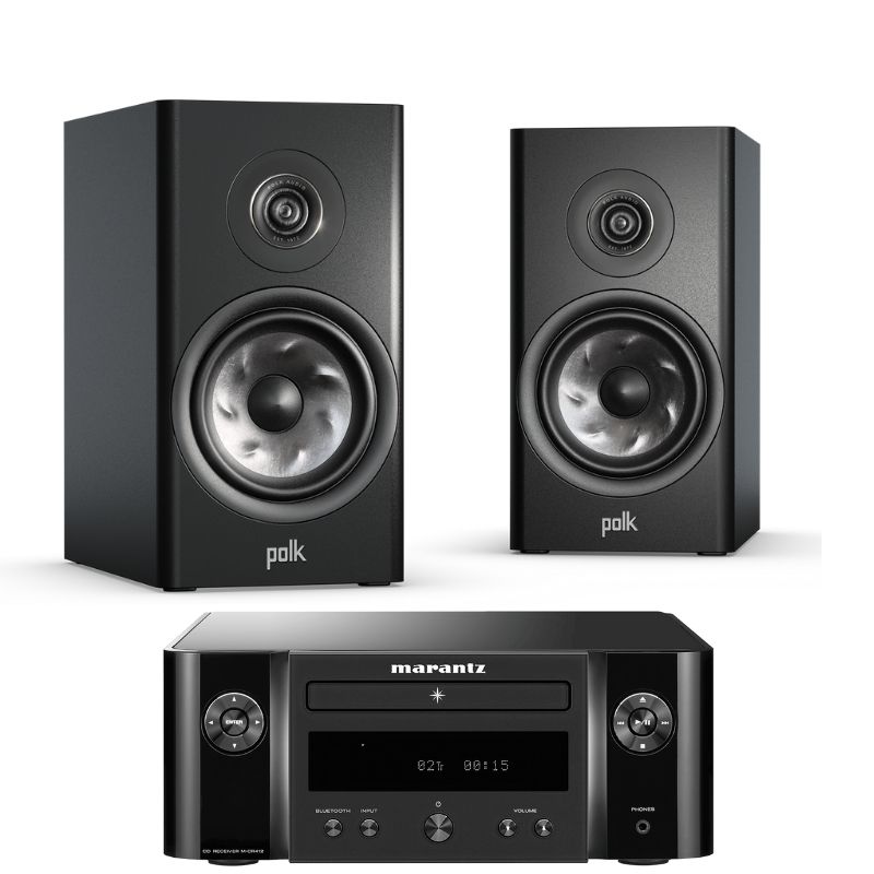 Marantz MCR412 HiFi CD Receiver with Polk R100 Bookshelf Speakers