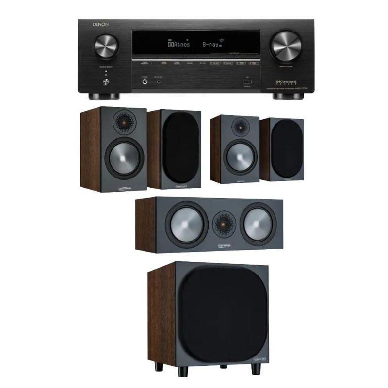 Monitor Audio Bronze 100 5.1 System (Walnut) With Denon AVR-X1700H Amplifier