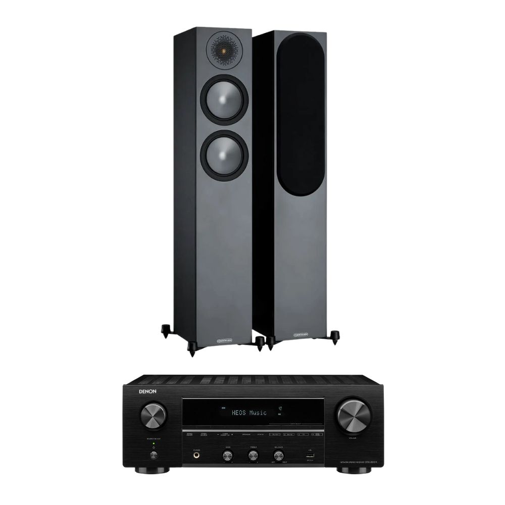 Monitor Audio Bronze 200 (Black) And Denon DRA800H Network Receiver (Black)