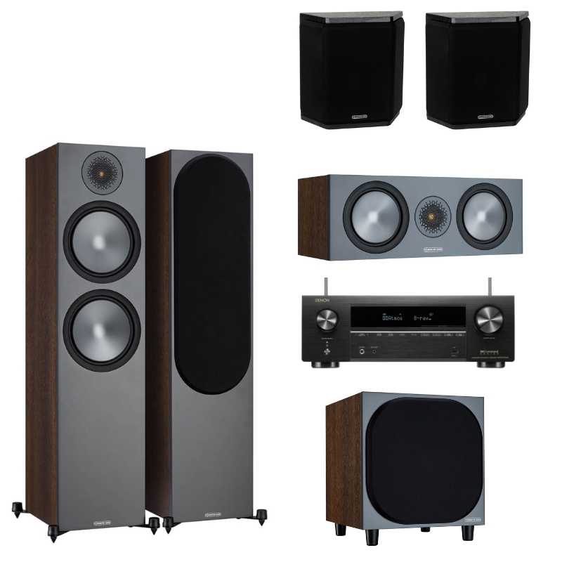 Monitor Audio Bronze 500 5.1 Home Cinema System (Walnut) With Denon AVR-X1700H AV Receiver