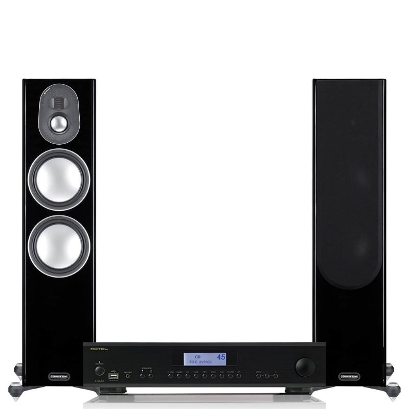 Monitor Audio Gold 300 (Various Colours) and Rotel A14MKII Amp (Black) Stereo Package
