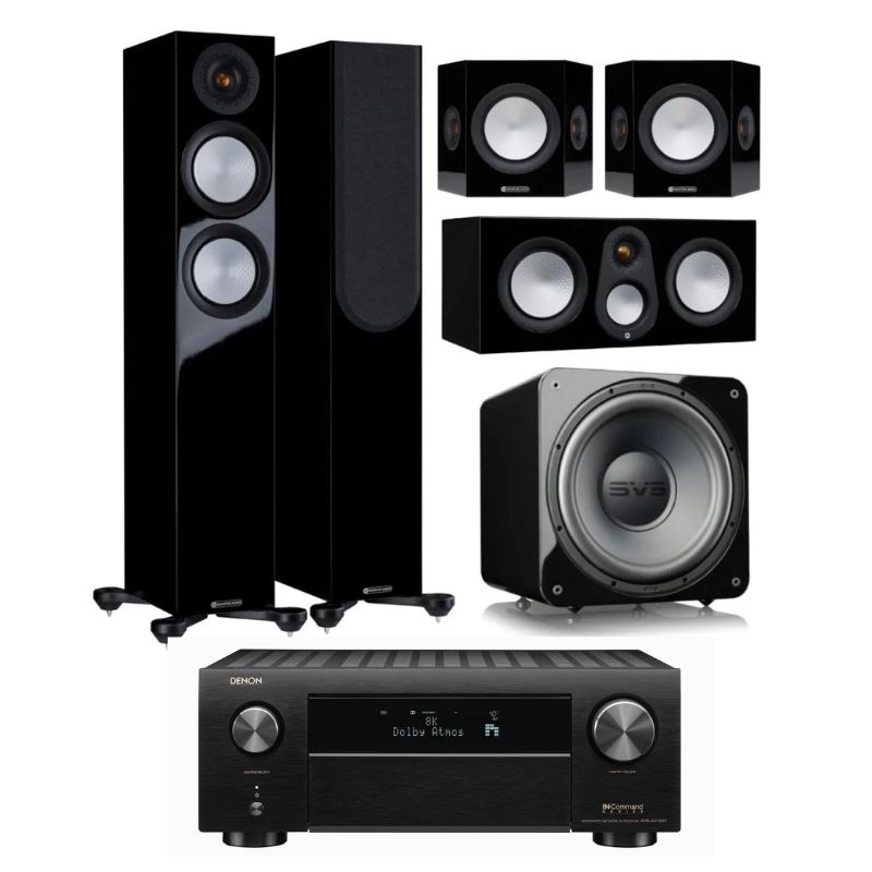 Monitor Audio Silver 200 5.1 Home Theatre Package (Gloss Black) with Denon AVR-x4700H Amplifier