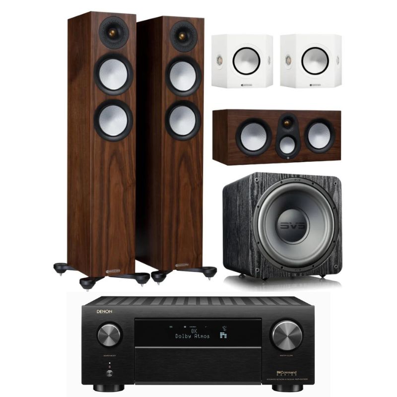 Monitor Audio Silver 200 5.1 Home Theatre Package (Walnut) with Denon AVR-x4700H Amplifier