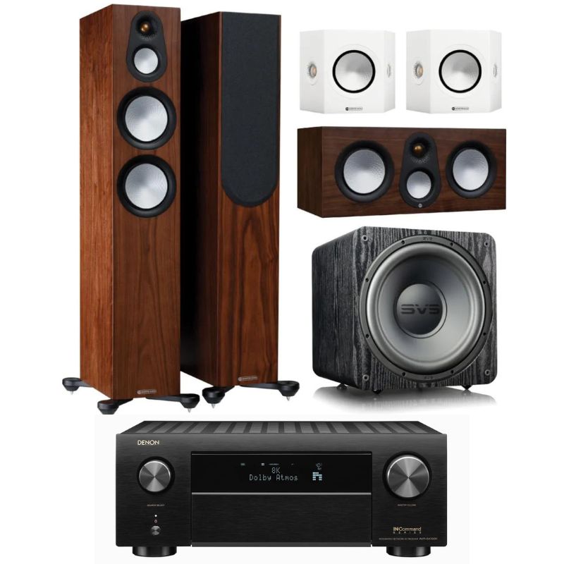 Monitor Audio Silver 300 5.1 Home Theatre Package (Walnut) with Denon AVR-x4700H Amplifier