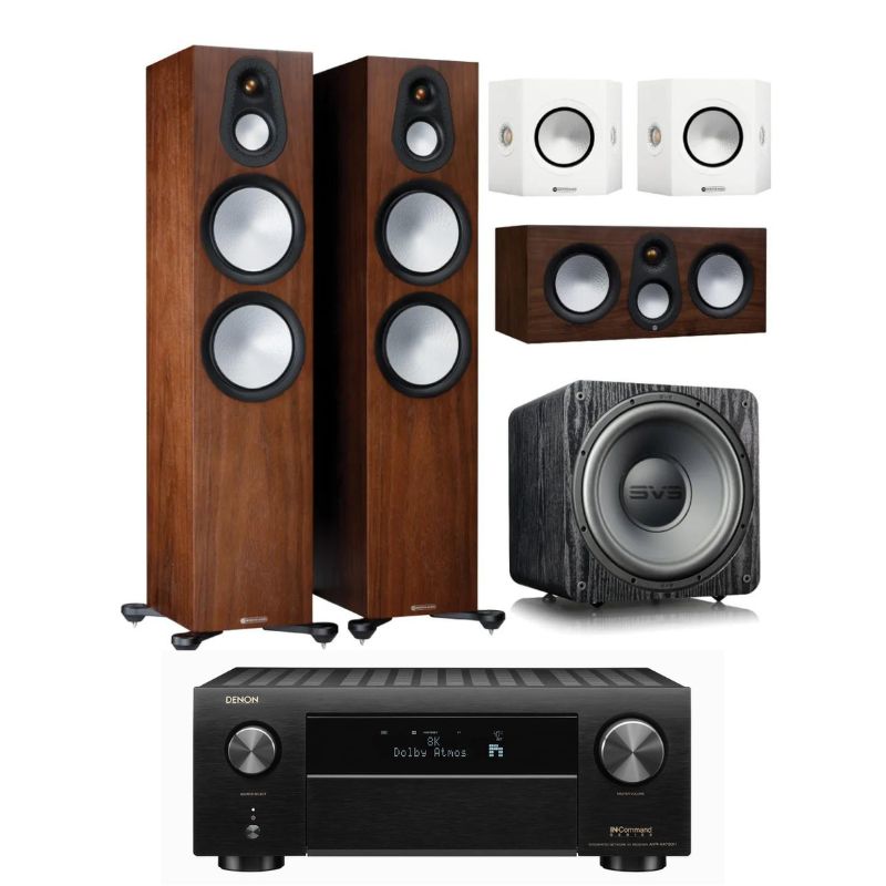 Monitor Audio Silver 500 5.1 Home Theatre Package (Walnut) with Denon AVR-x4700H Amplifier