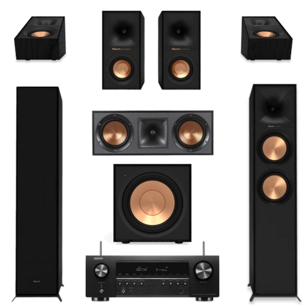 Klipsch Reference R600F 5.1.2 DOLBY ATMOS Home Theatre System And Denon AVR-X1700H AV Receiver