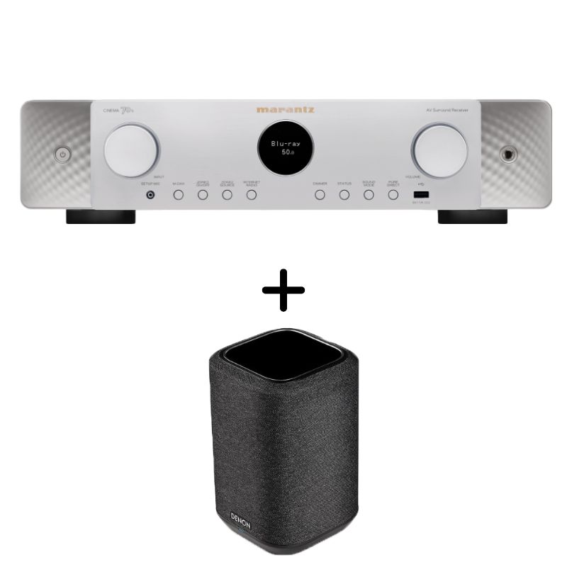 Marantz CINEMA 70 AV Receiver (Silver) Plus Denon Home 150
